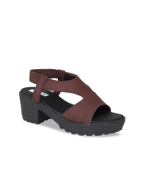 

Zyla Maroon & Black Synthetic Platform Sandals