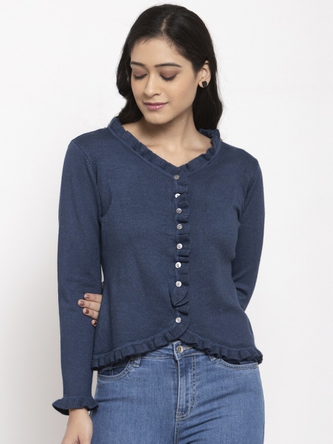 

Global Republic Women Navy Blue Cable Knit Cardigan