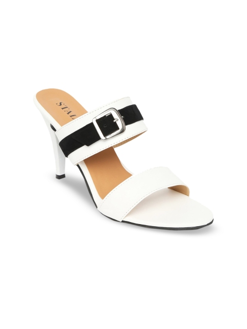 

STALK White Party Stiletto Sandals with Buckles