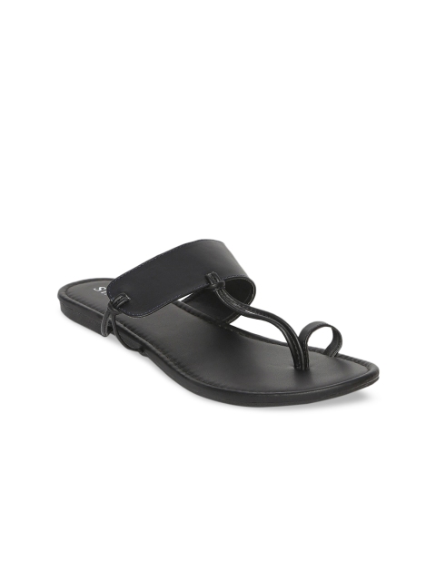 

STALK Women Black Leather One Toe Flats