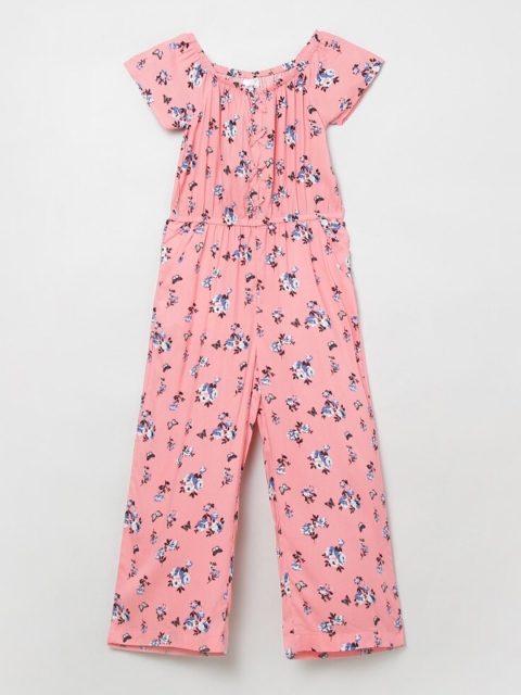 

max Girls Pink & Black Printed Basic Jumpsuit