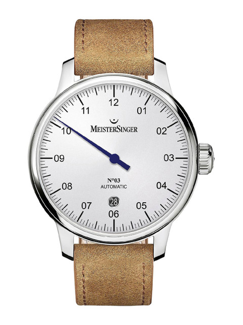 

MEISTERSINGER Men Silver-Toned Dial & Brown Automatic Motion Powered Watch DM901-Silver