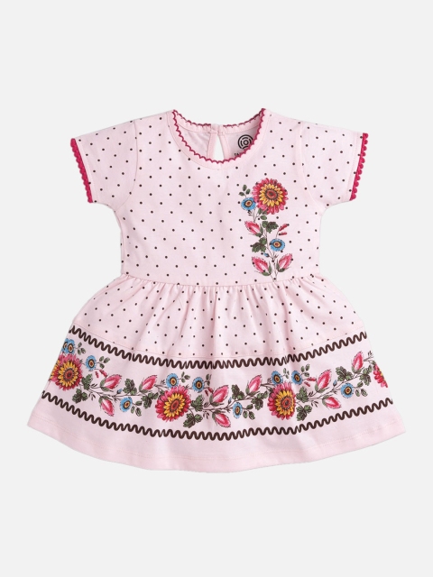 

TAMBOURINE Girls Pink Printed Fit and Flare Dress