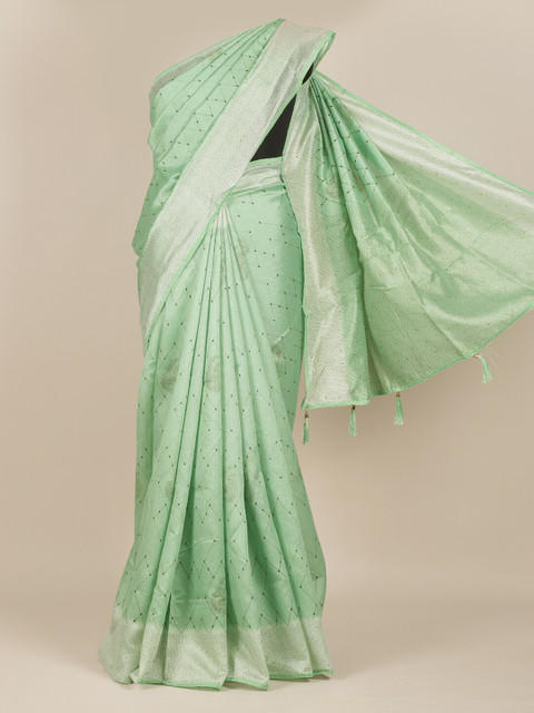 

Pothys Women Green Printed Cotton Blend Saree