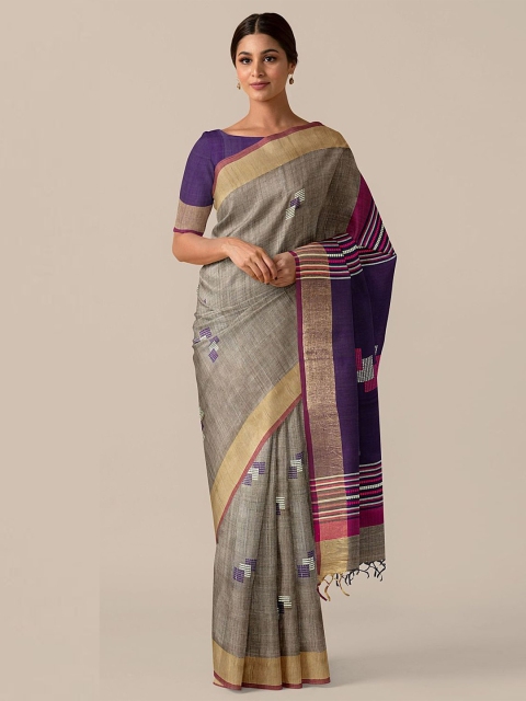

Taneira Beige & Purple Coloured Pure Silk Bhagalpuri Saree