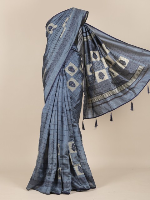 

Pothys Grey & Black Checked Saree