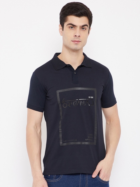 

Duke Men Blue Printed Polo Collar T-shirt