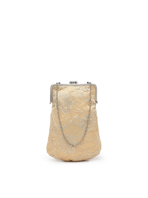 

PRACCESSORII Gold Textured Buckle Detail Purse Clutch