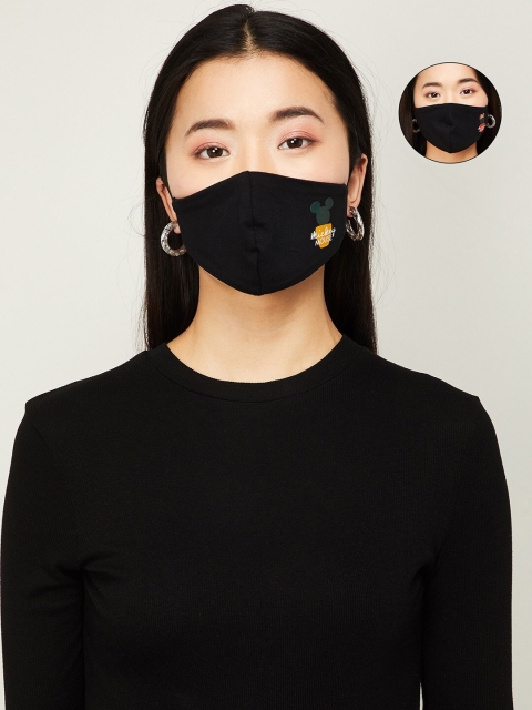 

Ginger by Lifestyle Women Pack Of 2 Black Solid 2-Ply Reusable Cloth Masks