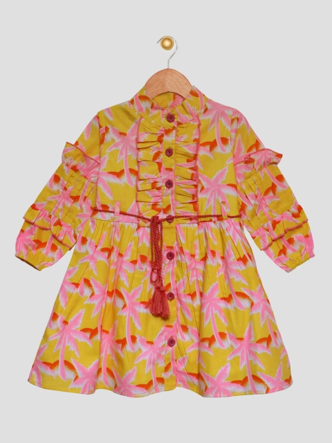 

Bella Moda Girls Yellow Tropical A-Line Dress