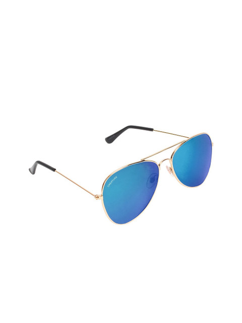 

Creature Unisex Blue Lens & Gold-Toned Aviator Sunglasses with UV Protected Lens SUN-045