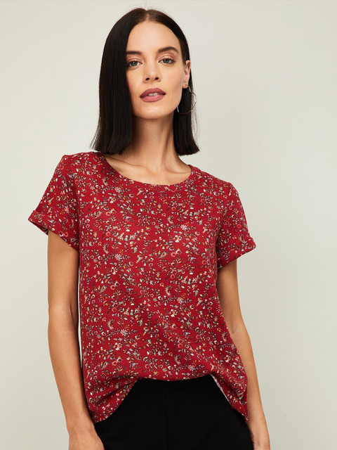 

Fame Forever by Lifestyle Red Floral Regular Top