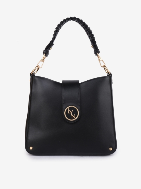 

LYN Black PU Structured Hobo Bag
