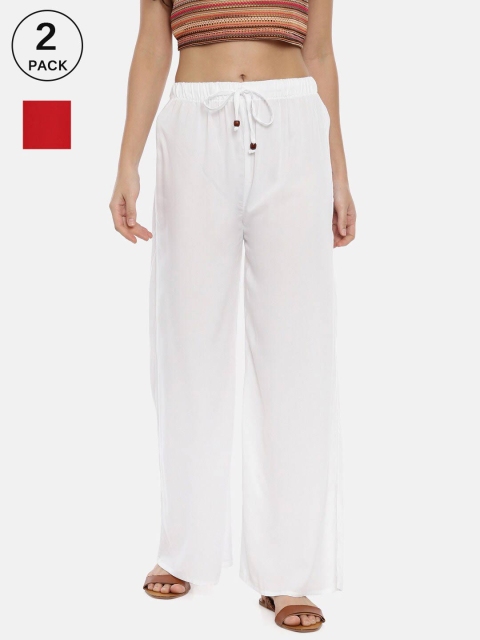 

GOLDSTROMS Women White & Red 2 Knitted Palazzos