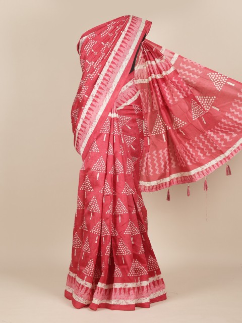 

Pothys Women Pink Geometric Printed Saree