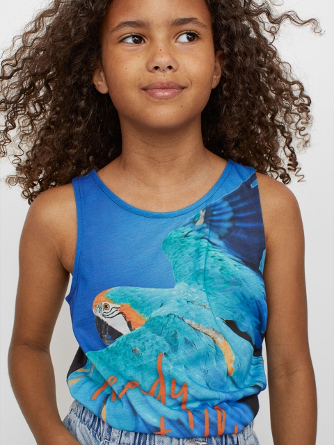 

H&M Girls Blue Printed Vest Top