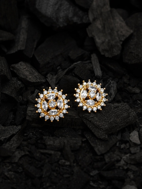 

Aadita Gold Toned American Diamond Handcrafted Stud Earrings