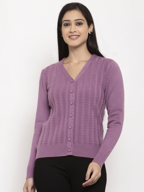 Global Republic Women Purple Cable Knit Cardigan