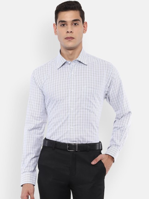 

Van Heusen Men Blue & White Checked Regular-Fit Cotton Formal Shirt