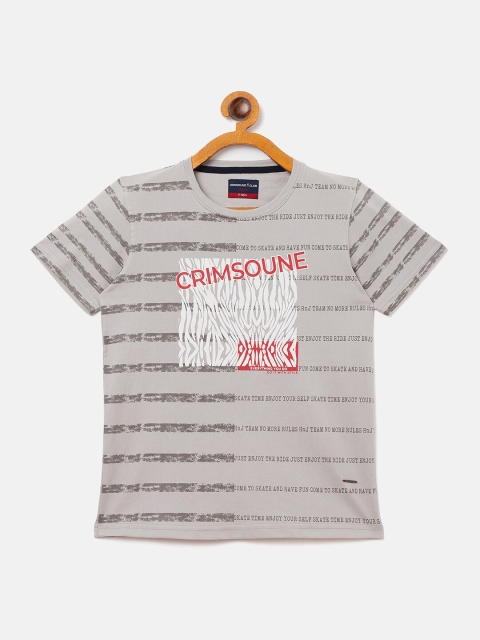 

Crimsoune Club Boys Beige Striped Slim Fit Cotton Pure Cotton T-shirt