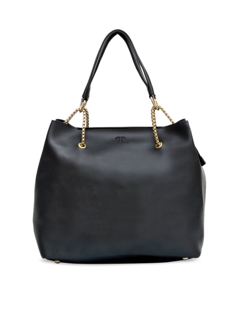 

Pink Potato Black Leather Structured Shoulder Bag