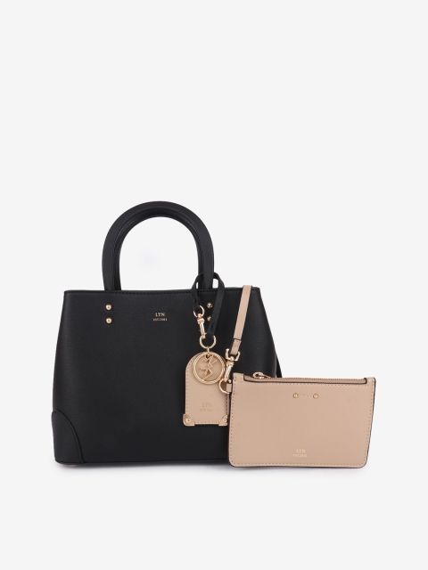

LYN Black Colourblocked PU Structured Handheld Bag