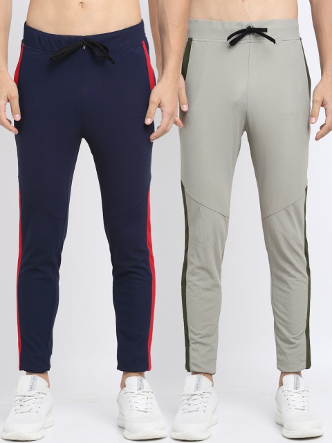 

NEUDIS Men Pack Of 2 Solid Structured Slim-Fit Track Pants, Olive