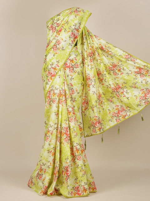 

Pothys Lime Green & White Floral Saree
