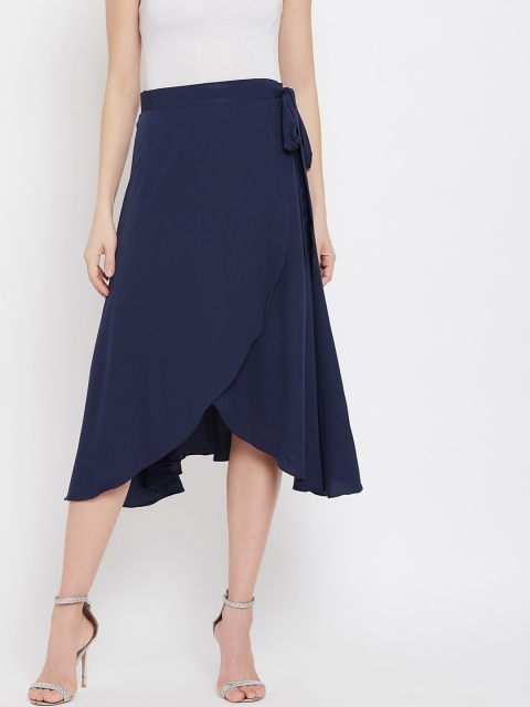 

Uptownie Lite Women Navy Blue Solid Ruffle Wrap Midi Skirt