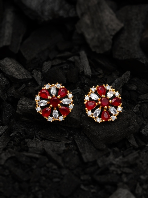 

Aadita Gold Toned Diamond Shaped American Diamond Gold Plated Handcrafted Studs Earrings