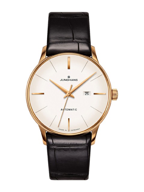 

JUNGHANS Women Silver-Toned Dial & Black Leather Textured Straps Analogue Watch 027784500