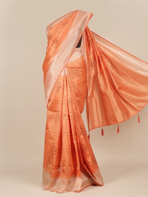 

Pothys Peach-Coloured Floral Saree