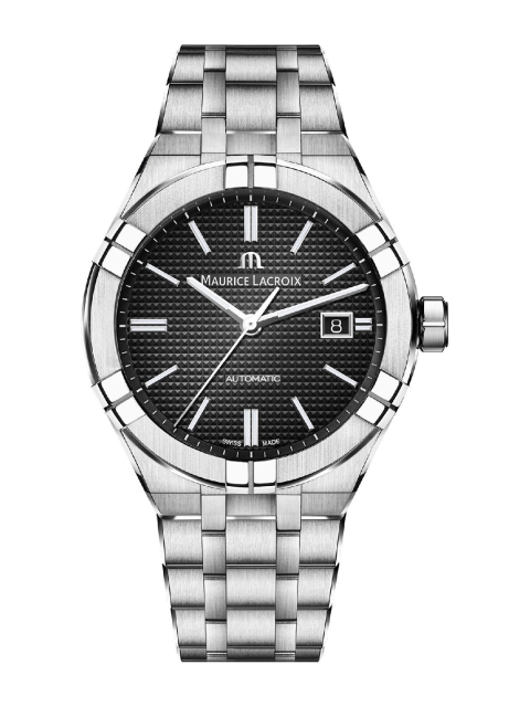 

MAURICE LACROIX Men Black & Silver Toned Analogue Watch AI6008-SS002-330-2