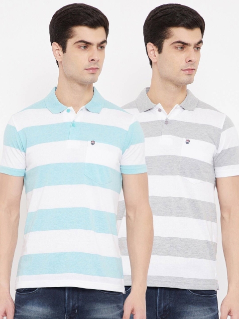 

Duke Men Multi 2 Striped Polo Collar T-shirt