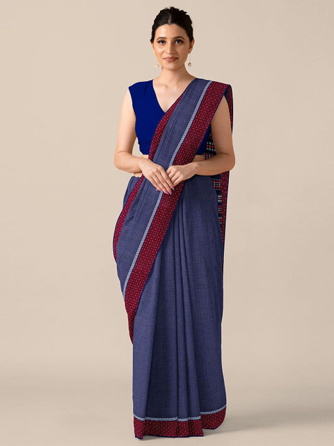 

Taneira Navy Blue & Maroon Begumpur Pure Cotton Saree