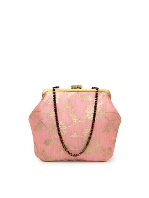 

PRACCESSORII Peach & Gold-Toned Printed Purse