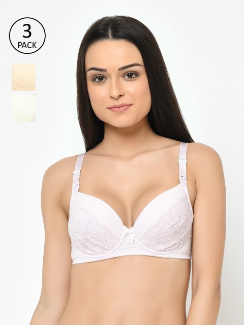 

Cosmo Lady Set of 3 Full Coverage Underwired Lightly Padded Maternity Bra, White