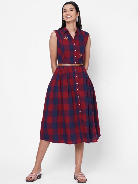 

ZOLA Red & Black Checked Shirt Midi Dress