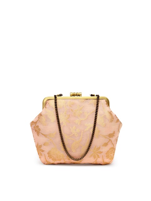 

PRACCESSORII Pink & Gold-Toned Printed Buckle Detail Purse Clutch