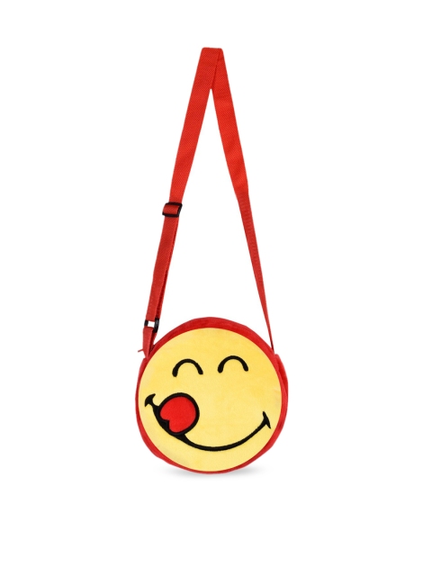 

SmileyWorld Kids Yellow & Red Hungry Expression Soft toy Sling Bag, Multi