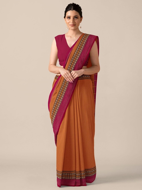 

Taneira Brown & Pink Pure Cotton Chettinad Saree