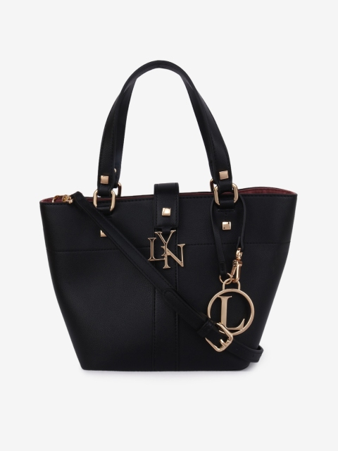 

LYN Women Black PU Structured Handheld Bag with Tasselled