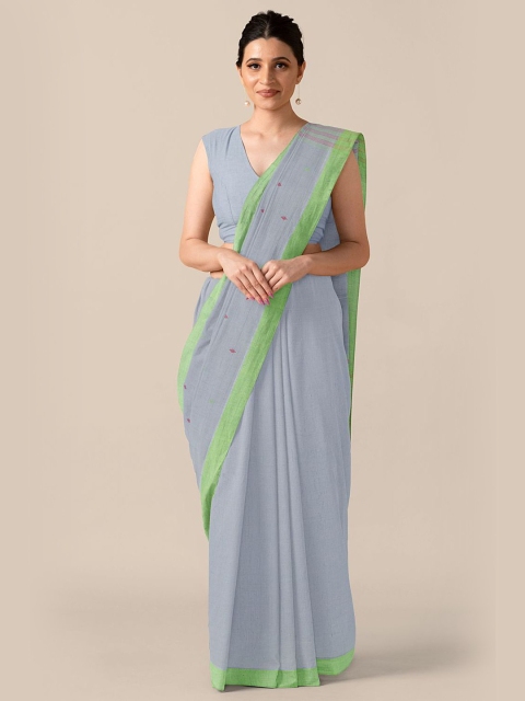 

Taneira Grey & Green Geometric Printed Bengal Pure Cotton Saree