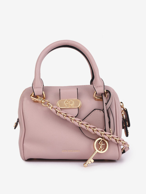 

LYN Pink PU Bowling Handheld Bag with Tasselled Detail