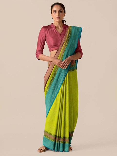 

Taneira Green & Blue Pure Cotton Chettinad Saree