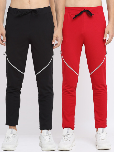 

NEUDIS Men Pack Of 2 Structured Slim-Fit Track Pants, Black