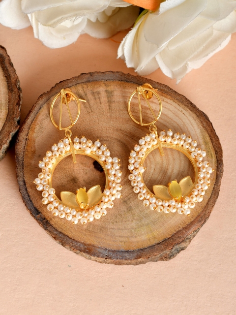 

Silvermerc Designs Gold Toned Circular Pearl Hoop Earrings