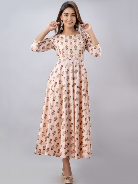 

GLAM ROOTS Peach Floral Maxi Dress