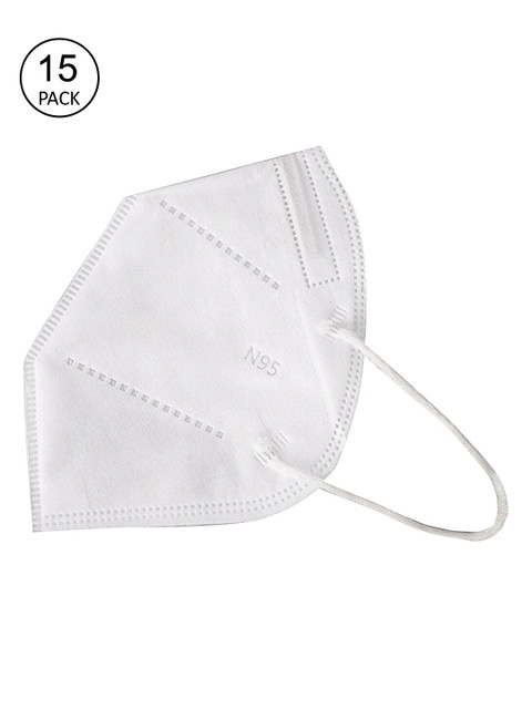 

ZAPATOZ Unisex Pack Of 15 White Solid 5-Ply Reusable Without Filter KN95 Masks