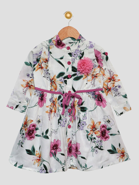 

Bella Moda White & Pink Floral Midi Dress